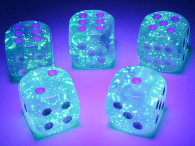 Chessex Luminary Borealis Sky Blue/White 12d6 16mm