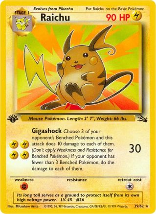 Raichu (29) (1st Edition) - Fossil