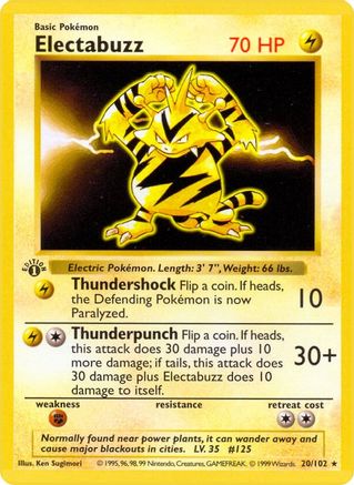 Electabuzz (20) (1st Edition) - Base Set (Shadowless)