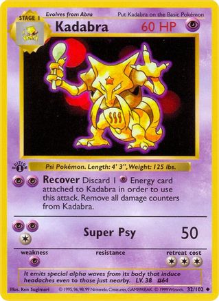 Kadabra (32) (1st Edition) - Base Set (Shadowless)