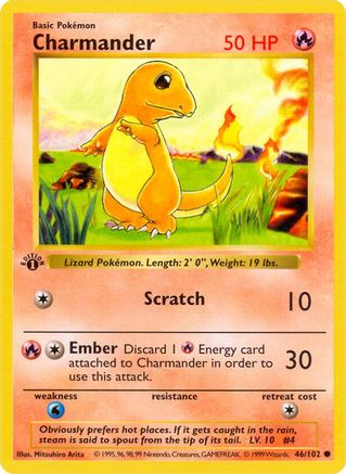 Charmander (46) (1st Edition) - Base Set (Shadowless)