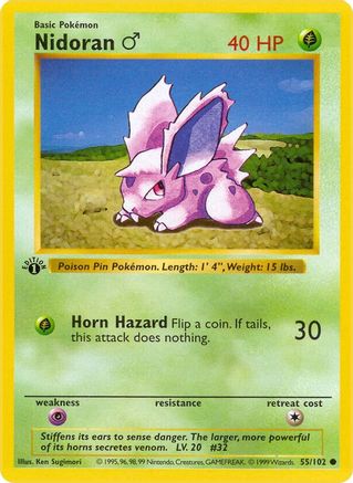 Nidoran M (55) (1st Edition) - Base Set (Shadowless)