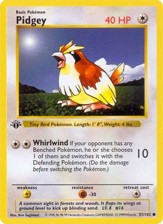 Pidgey (57) (1st Edition) - Base Set (Shadowless)
