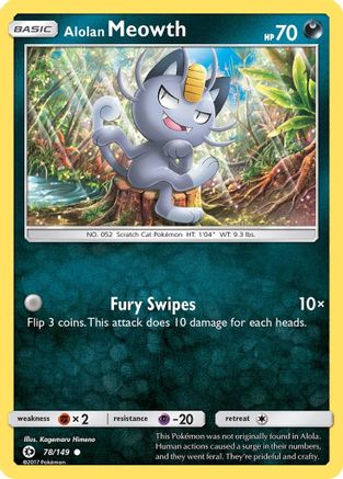 Alolan Meowth (78) Reverse Holofoil - Sun & Moon