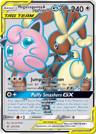 Mega Lopunny & Jigglypuff GX (Full Art) (225) Holofoil - Cosmic Eclipse