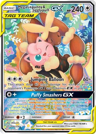 Mega Lopunny & Jigglypuff GX (Alternate Full Art) (226) Holofoil - Cosmic Eclipse