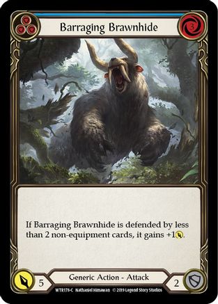 Barraging Brawnhide (Blue) (WTR178) Unlimited Edition Rainbow Foil - Welcome to Rathe