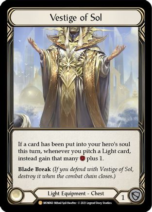 Vestige of Sol (MON060) - Monarch 1st Edition Cold Foil
