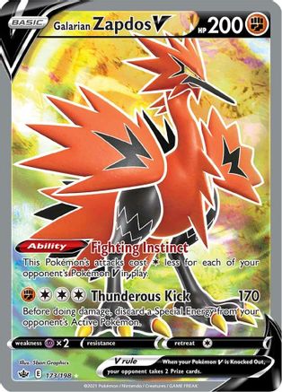 Galarian Zapdos V (Full Art) (173) Holofoil - Chilling Reign