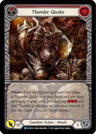 Thunder Quake (Red) (Extended Art) (EVR024) 1st Edition Rainbow Foil - Everfest
