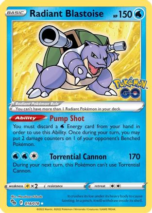 Radiant Blastoise (18) Holofoil - Pokemon GO