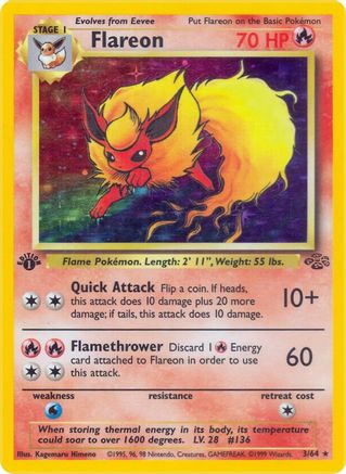 Flareon (3) (1st Edition) Holofoil - Jungle