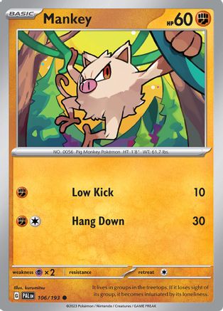 Mankey (106) Reverse Holofoil - Paldea Evolved