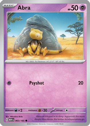 Abra (63) Reverse Holofoil - SV Scarlet & Violet 151