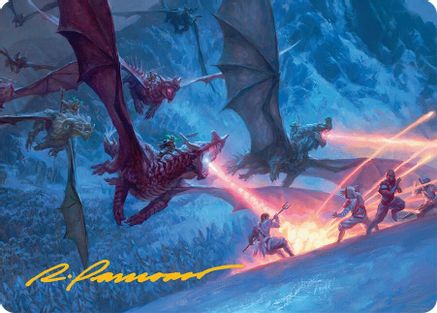 Dragonback Assault Art Card (22/54) (Gold-Stamped Signature) (022) - Art Series: Tarkir: Dragonstorm