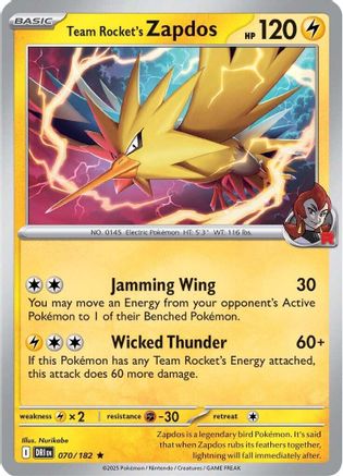 Team Rocket's Zapdos (70) Holofoil - Destined Rivals