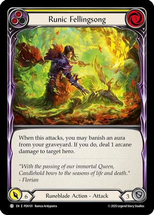 Runic Fellingsong (Yellow) (PEN101) Rainbow Foil - Compendium of Rathe