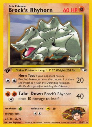 Brock's Rhyhorn (22) (22) 1st Edition - Gym Heroes