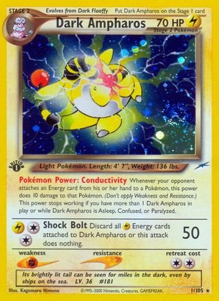 Dark Ampharos (1) 1st Edition Holofoil - Neo Destiny