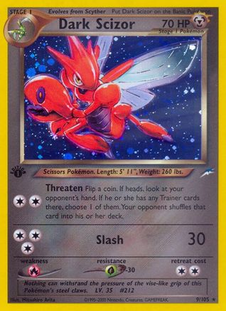 Dark Scizor (9) 1st Edition Holofoil - Neo Destiny