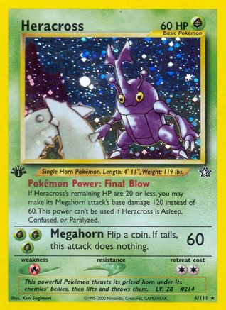 Heracross (6) 1st Edition Holofoil - Neo Genesis