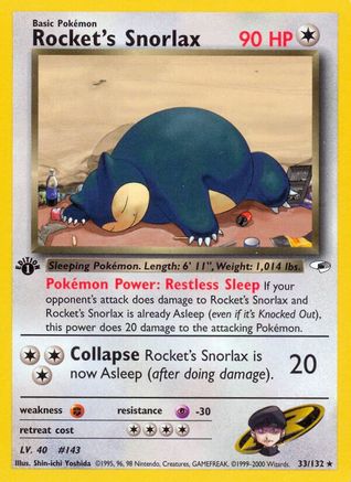 Rocket's Snorlax (33) 1st Edition - Gym Heroes
