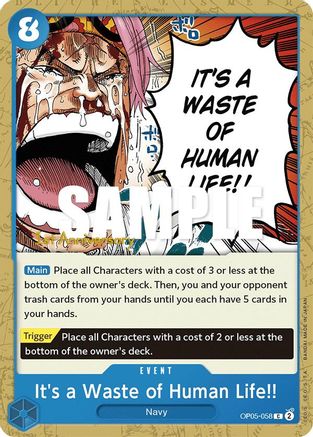 It's a Waste of Human Life!! (OP05-058) 1st Anniversary Tournament Cards