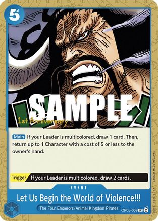 Let Us Begin the World of Violence!! (OP05-059) 1st Anniversary Tournament Cards