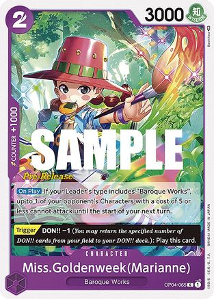 Miss.Goldenweek(Marianne) (OP04-065) Pre-Release Cards