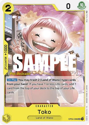 Toko (OP04-098) Pre-Release Cards
