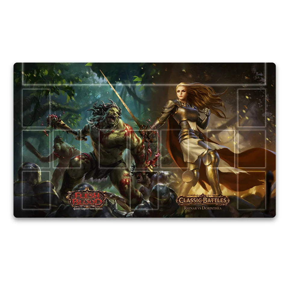 Flesh and Blood Playmat Rhinar vs Dorinthea-Silver Goblin