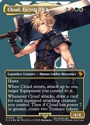Cloud, Ex-SOLDIER (Borderless) (210) Surge Foil - Commander: FINAL FANTASY