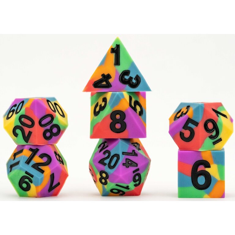 FanRoll Pride Sharp Edge Silicone Rubber Poly Dice Set