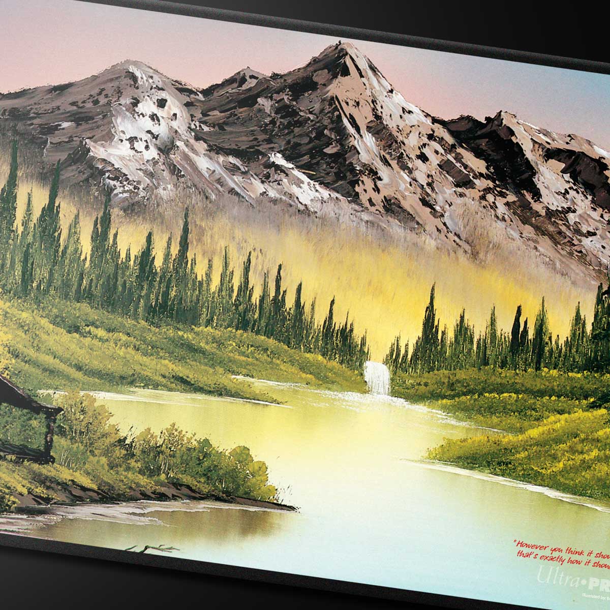 Bob Ross Playmat Black Stitched Mountain Retreat