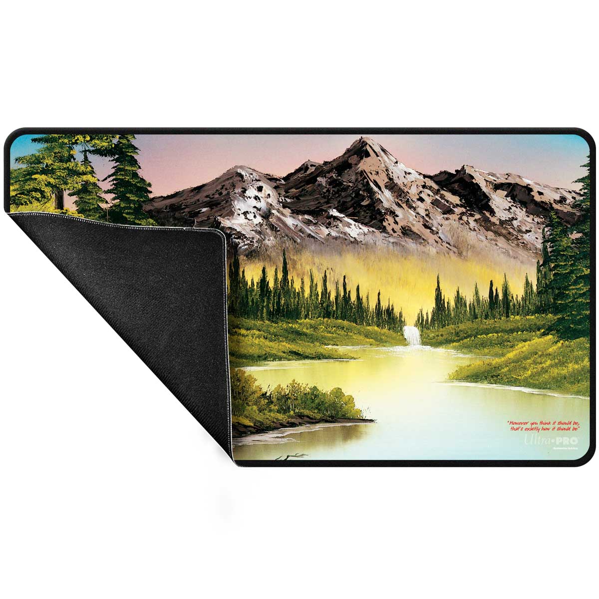 Bob Ross Playmat Black Stitched Mountain Retreat