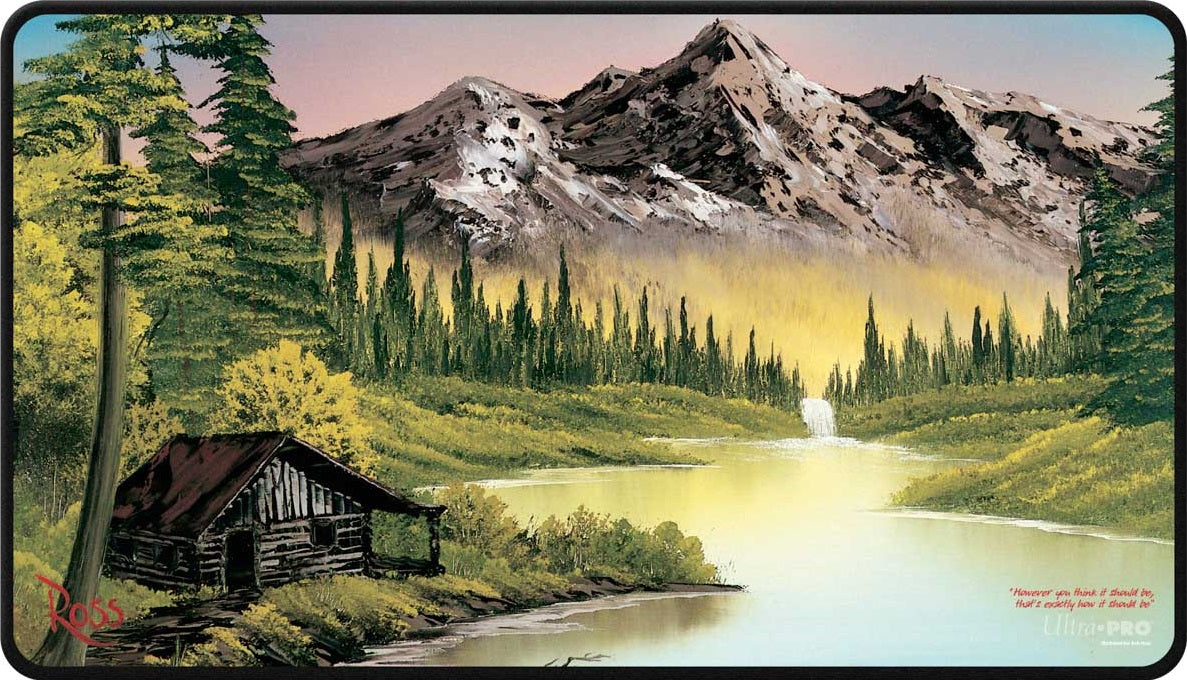 Bob Ross Playmat Black Stitched Mountain Retreat
