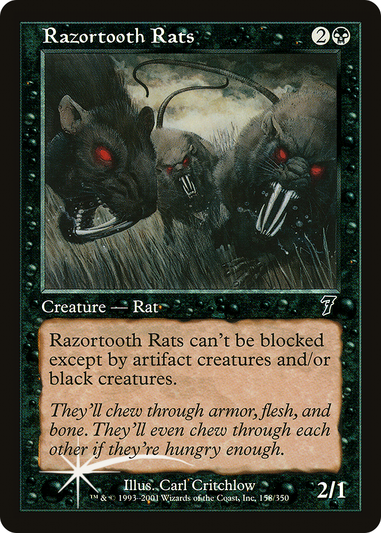 Razortooth Rats (158) Foil - Seventh Edition