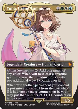 Yuna, Grand Summoner (Borderless) (216) Surge Foil - Commander: FINAL FANTASY