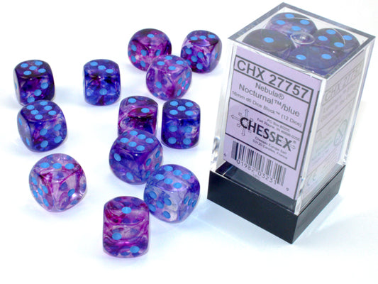 Chessex Luminary Nebula Nocturnal/Blue 12d6 16mm