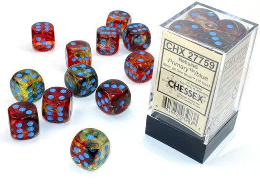 Chessex Luminary Nebula Primary/Blue 12d6 16mm