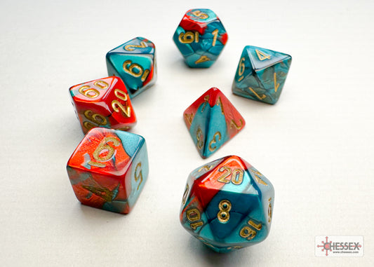 Chessex Gemini Red-Teal/Gold Mini-hedral Dice Set