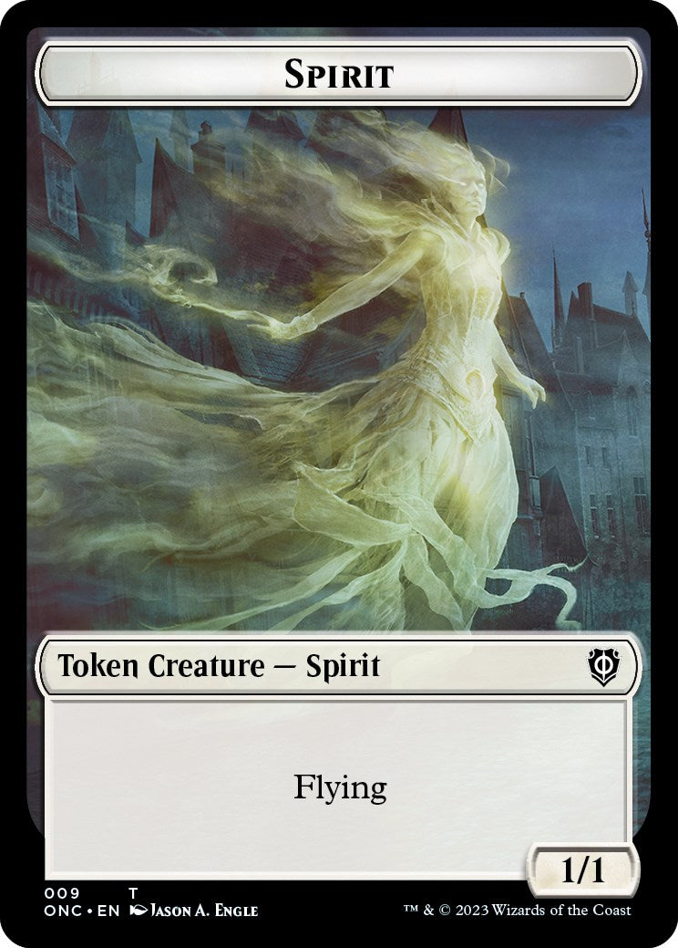 Human // Spirit Double-Sided Token [Phyrexia: All Will Be One Commander Tokens] | Silver Goblin