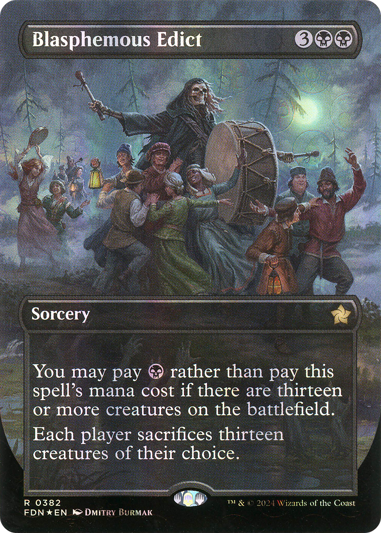 Blasphemous Edict (Borderless) (Mana Foil) [Foundations]