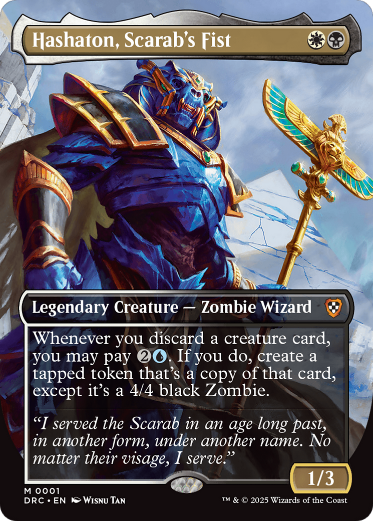Hashaton, Scarab's Fist (Borderless) (001) - Commander: Aetherdrift
