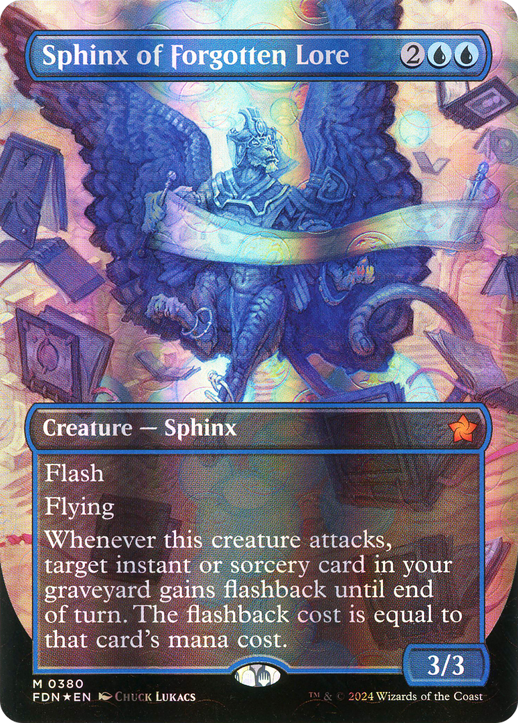 Sphinx of Forgotten Lore (Borderless) (Mana Foil) [Foundations]