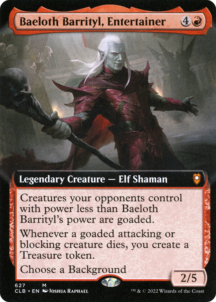 Baeloth Barrityl, Entertainer (Extended Art) [Commander Legends: Battle for Baldur's Gate] | Silver Goblin