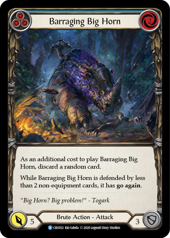 Barraging Big Horn (Blue) [CRU012] (Crucible of War)  1st Edition Rainbow Foil | Silver Goblin