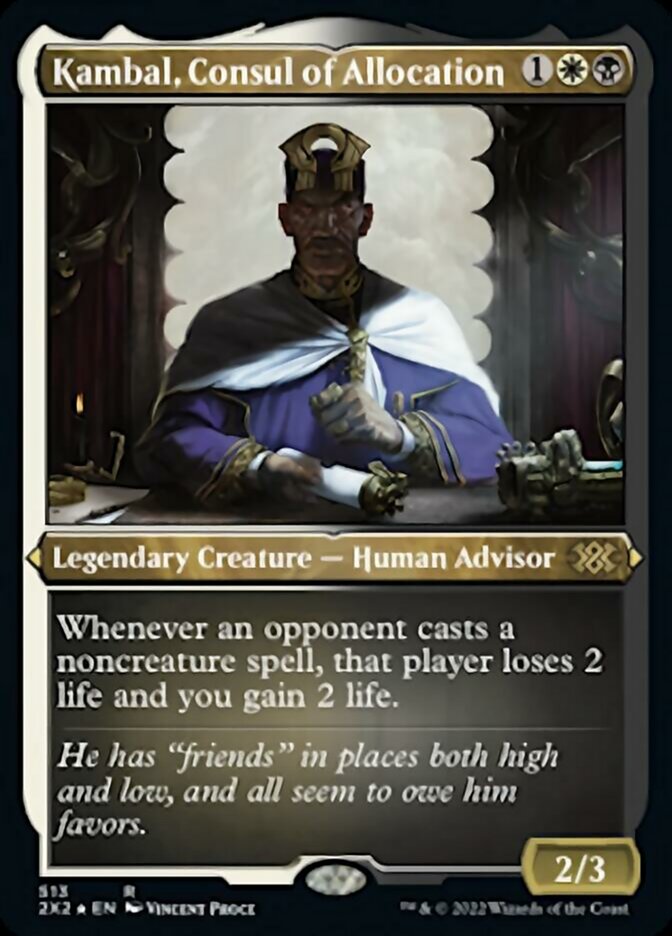 Kambal, Consul of Allocation (Foil Etched) [Double Masters 2022] | Silver Goblin