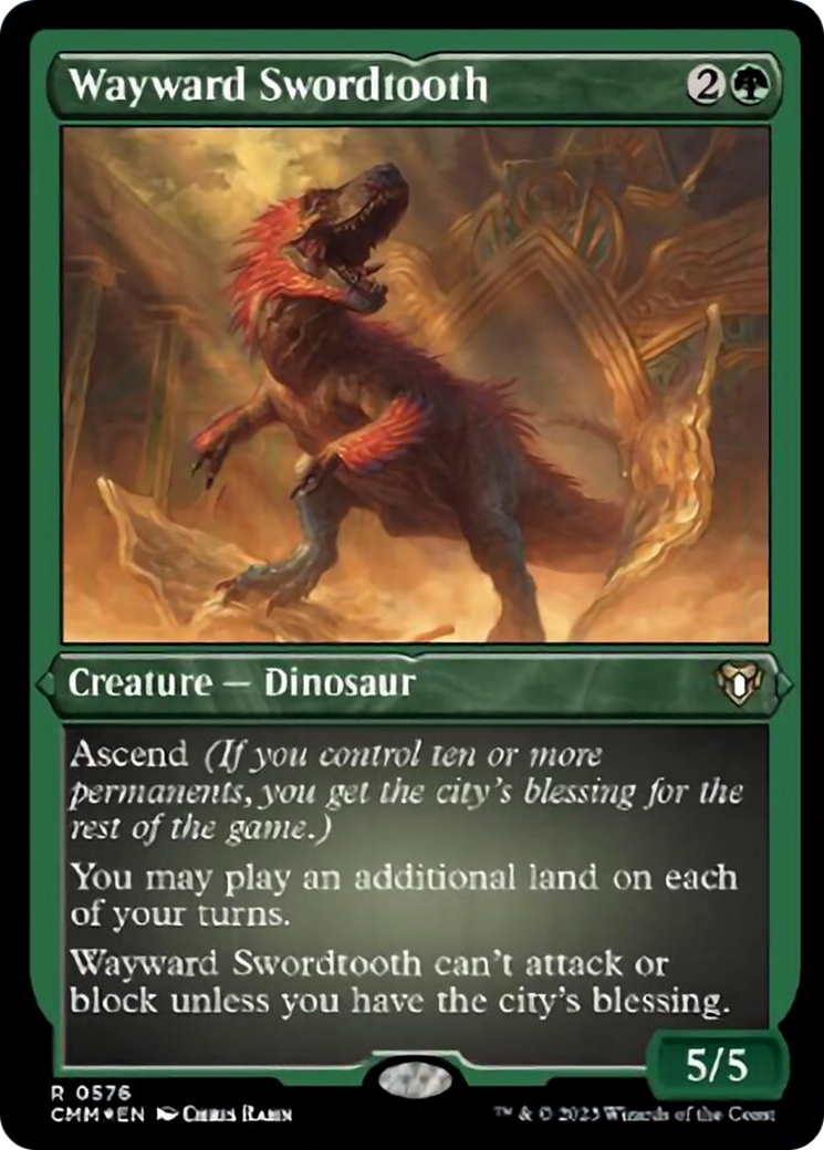 Wayward Swordtooth (Foil Etched) [Commander Masters] | Silver Goblin