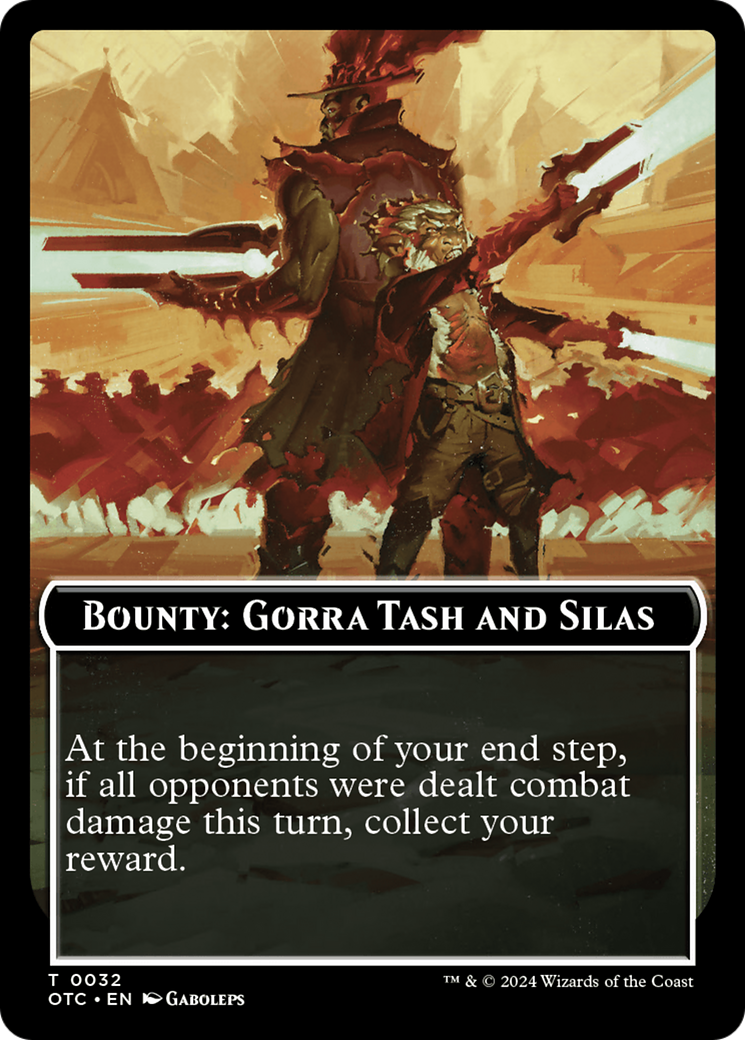 Bounty: Gorra Tash and Silas // Bounty Rules Double-Sided Token [Outlaws of Thunder Junction Commander Tokens] | Silver Goblin